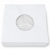 Wit Papieren Hoezen voor vinylsingles (cellophan voering) - per 100 stuks