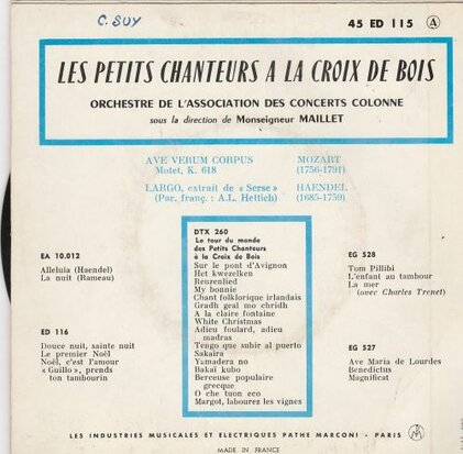 Les petits Chanteurs - Ave Verum Corpus + Largo  (Vinylsingle)