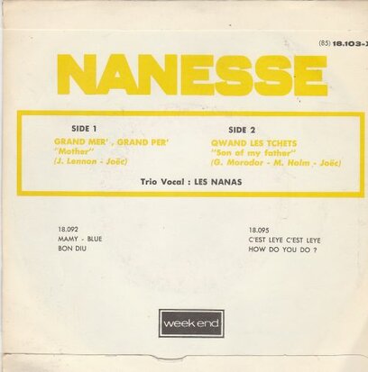 Nanesse - Grand Mer' Grand Per + Qwand Les Tchets (Vinylsingle)