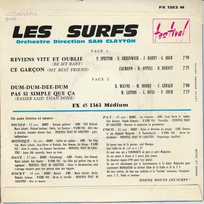 Les Surfs - Reviens Vite Et Oublie (EP) (Vinylsingle)