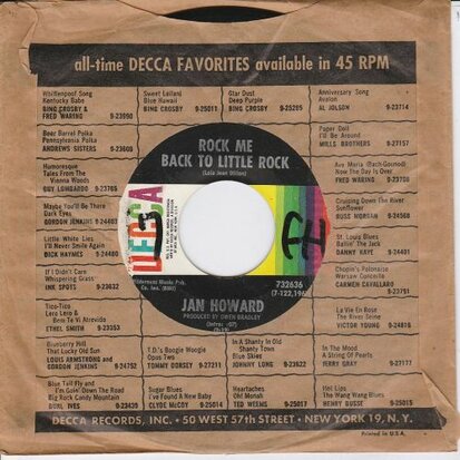 Jan Howard - Rock Me Back To Little Rock + Hello Stranger (Vinylsingle)