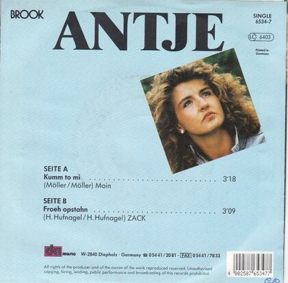 Antje - Kumm To Mi + Froeh Opstahn (Vinylsingle)