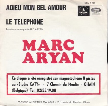 Marc Aryan - Adieu Mon Bel Amour + Le Telephone (Vinylsingle)