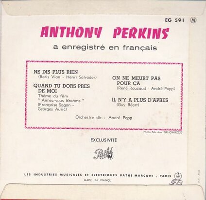 Anthony Perkins - Anthony Perkins Chante En Francais (Vinylsingle)