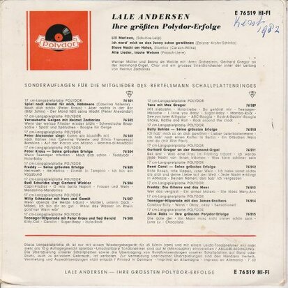 Lale Andersen - Ihre Grossten Polydor-Erfolge (EP) (Vinylsingle)