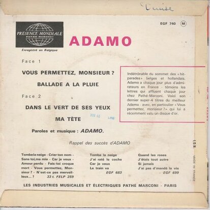 Adamo - Vous permettez monsieur (EP) (Vinylsingle)