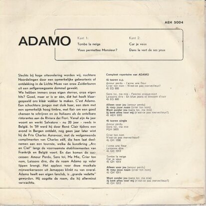 Adamo - Tombe la neige (EP) (Vinylsingle)