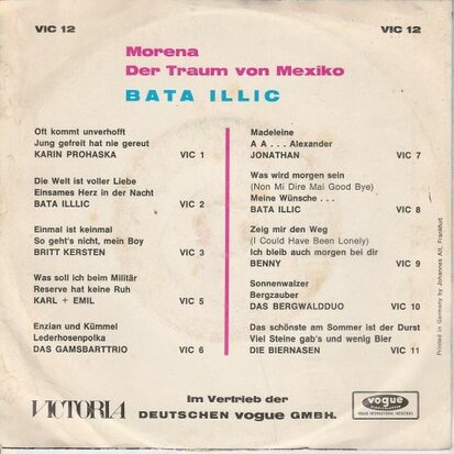 Bata Illic - Morena + Der traum von Mexiko (Vinylsingle)