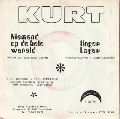 Kurt - Niemand Op de Hele Wereld + Hoger Lager (Vinylsingle)