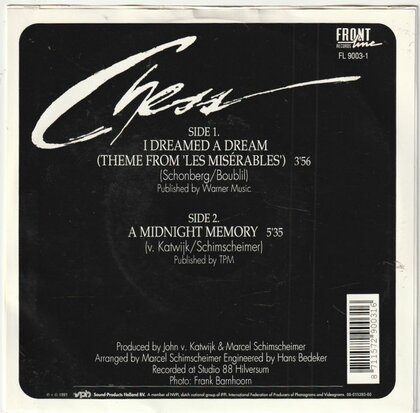 Chess - I dreamed a dream + A midnight memory (Vinylsingle)