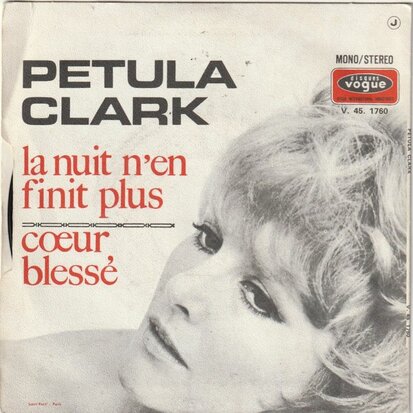 Petula Clark - La nuit n'en finit plus + Coeur blesse (Vinylsingle)
