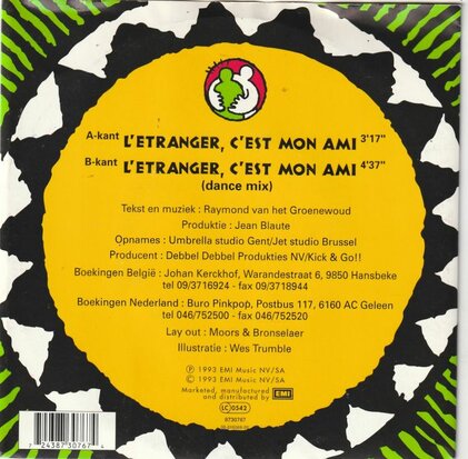 Raymond van het Groenewoud - L'Etranger, C'est Mon Ami + (Dance Mix) (Vinylsingle)