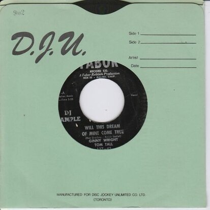 Ginny Wright - Will This Dream Of Mine Come True + Come With Me (Vinylsingle)
