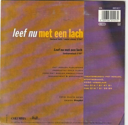 Lisa Del Bo - Leef Nu Met Een Lach + (Instrumentaal) (Vinylsingle)