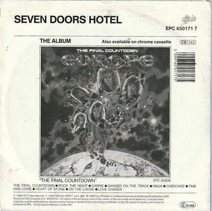 Europe - Rock the night + Seven doors hotel (Vinylsingle)