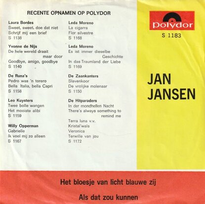 Jan Jansen - Het Bloesje Van Licht Blauwe Zij + Als Dat Zou Kunnen (Vinylsingle)