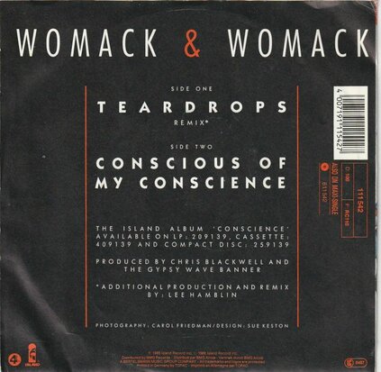 Womack & Womack - Teardrops + Conscious of my conscience (Vinylsingle)