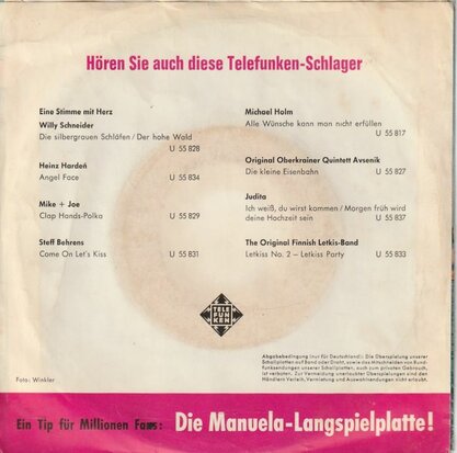 Manuela - Kusse untern regenbogen + Zwei schatten (Vinylsingle)