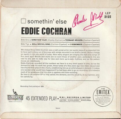 Eddie Cochran - Somethin' Else (EP) (Vinylsingle)