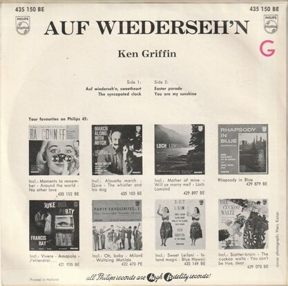 Ken Griffin - Auf Wiederseh'n, Sweetheart (EP) (Vinylsingle)