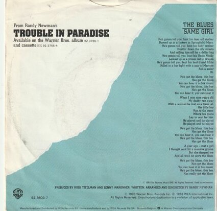 Randy Newman & Paul Simon - The Blues + Same girl (Vinylsingle)
