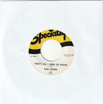 Sam Cooke - That's All I Need To Know + I Don't Want To Cry (Vinylsingle)