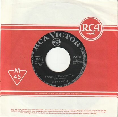 Eddy Arnold - I wan to go with you + You'd better stop telling lies (Vinylsingle)