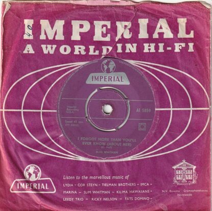 Slim Whitman - I Forgot More Than You'll Ever Know + Backward, Turn Backward (Vinylsingle)