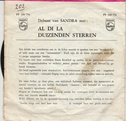 Sandra - Al di la (net als wij) + Duizenden sterrren (Vinylsingle)