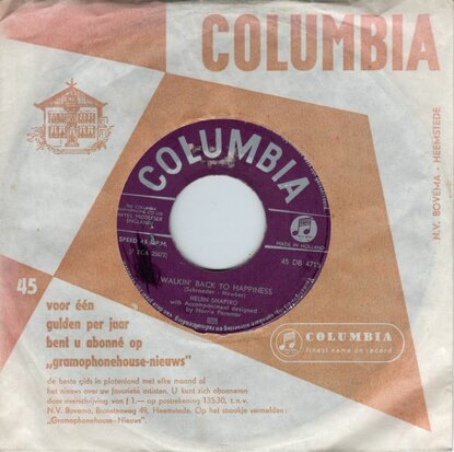Helen Shapiro - Walkin' back to happiness + Kiss 'n run (Vinylsingle)