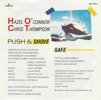 Hazel O'Conner - Push & Shove + Safe (Vinylsingle)