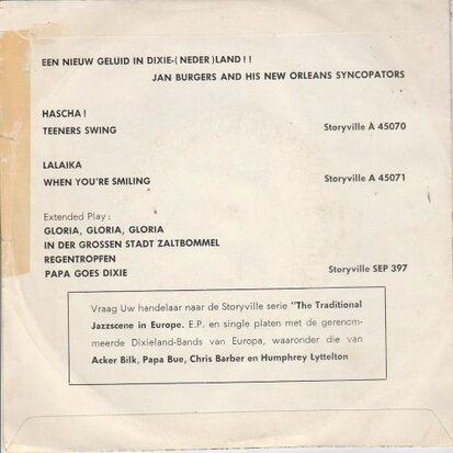 Jan Burgers and his New Orleans Syncopators - Midnight In Moscow (EP) (Vinylsingle)