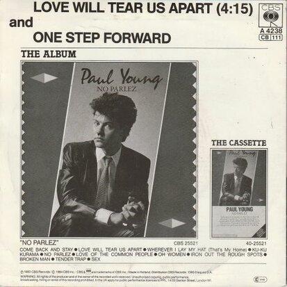 Paul Young - Love will tear us apart + One step forward (Vinylsingle)