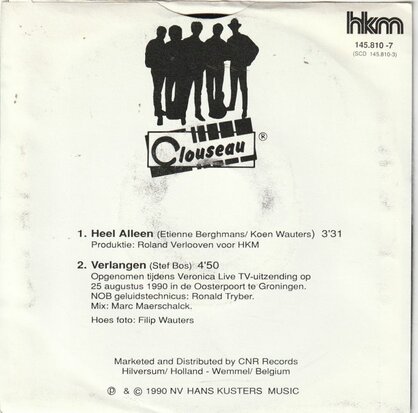 Clouseau - Heel alleen + Verlangen (Vinylsingle)