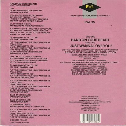 Kylie Minogue - Hand on your heart + Just wanna love you (Vinylsingle)