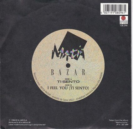 Matia Bazar - Ti sento + I feel you (Vinylsingle)