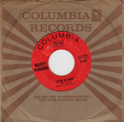 Marty Robbins - It's A Sin + I Feel Another Heartbreak Coming On (Vinylsingle)