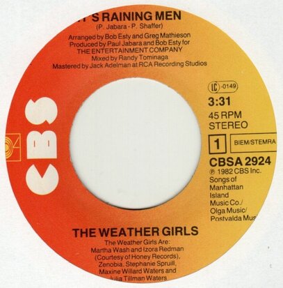 Weather Girls - It's raining men + (instr.) (Vinylsingle)