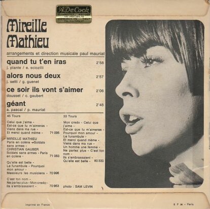 Mireille Mathieu - Quand Tu T'En Iras (EP) (Vinylsingle)