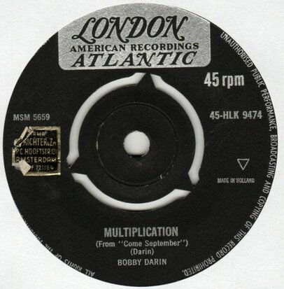 Bobby Darin - Multiplication + Irresistible you (Vinylsingle)
