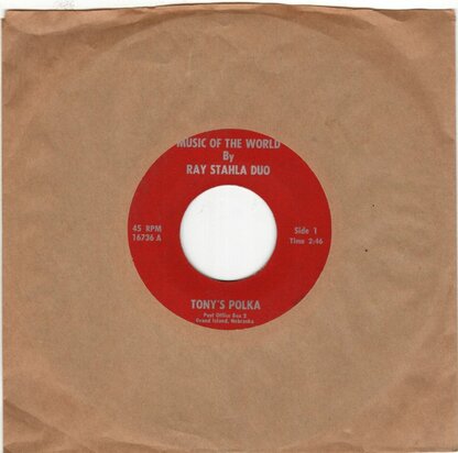Ray Stahla - Tony's Polka + Beer & Schnitzel waltz (Vinylsingle)