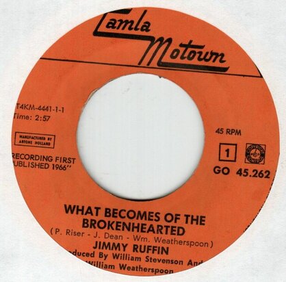 Jimmy Ruffin - What becomes of the brokenhearted + Baby i've got it (Vinylsingle)