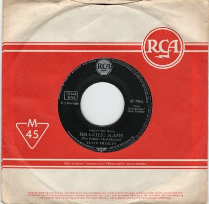 Elvis Presley - His latest flame + Little sister (Vinylsingle)