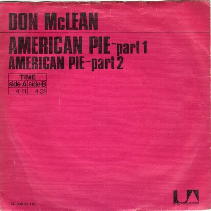 Don McLean - American Pie (part I) + (part II) (Vinylsingle)