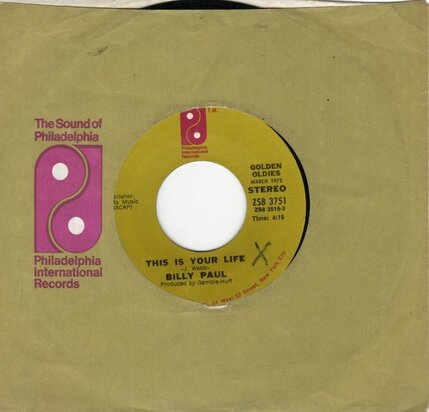 Billy Paul - This Is Your Life + Me And Mrs. Jones (Vinylsingle)