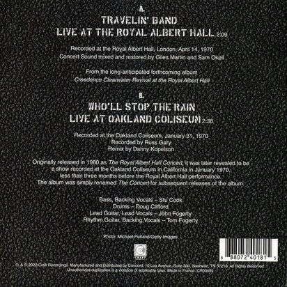 Creedence Clearwater Revial - Trabvelin' Band (Live) + Who'll Stop The Rain (live) (Vinylsingle)