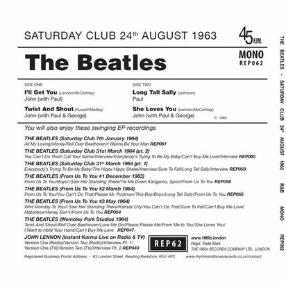 The Beatles - Saturday Club 24th August 1963 (EP) (Vinylsingle)
