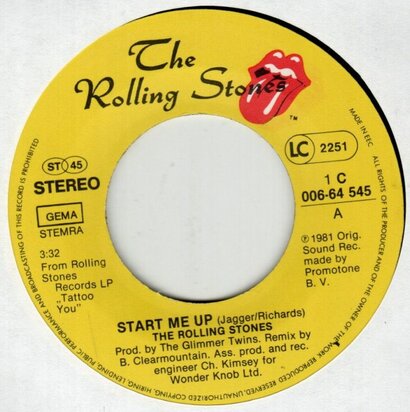 Rolling Stones - Start me up + No use in crying (Vinylsingle)