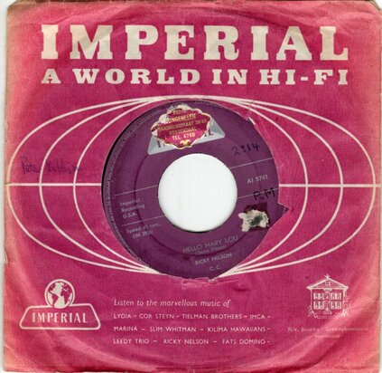 Ricky Nelson - Hello Mary Lou + Travelin' man (Vinylsingle)