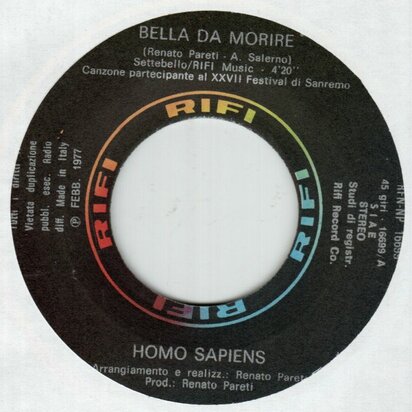Homo Sapiens - Bella Da Morire + Dolce La Sera (Vinylsingle)